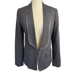 Club Monaco Black Satin-Trim Open Front Blazer Jacket Size 6